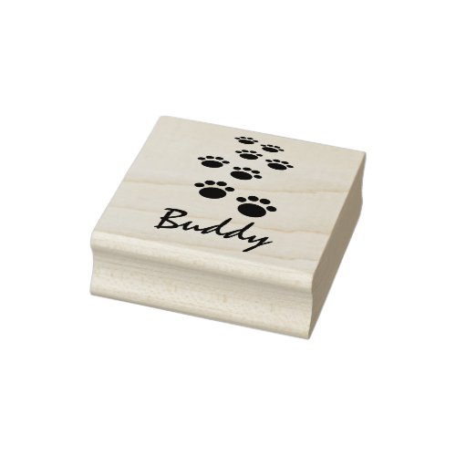 Dog Paw Track Pet Custom Name Signature Rubber Stamp