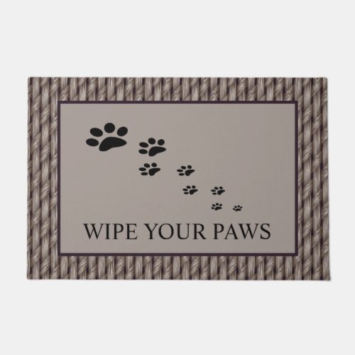 Dog Paw Tracks Wipe Your Paws Faux Weave Doormat