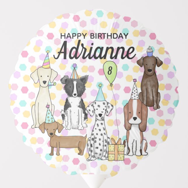 Dog Paw-ty Birthday Girl Personalized  Balloon (Front)