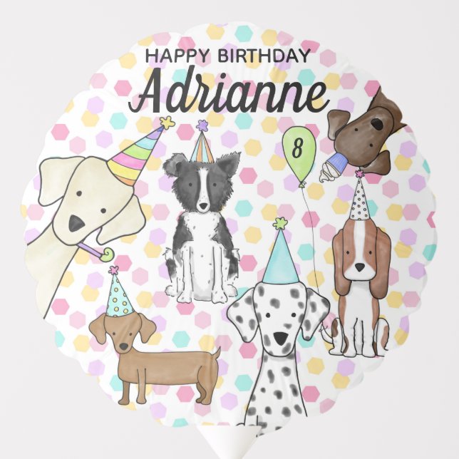 Dog Paw-ty Birthday Girl Personalized  Balloon (Front)