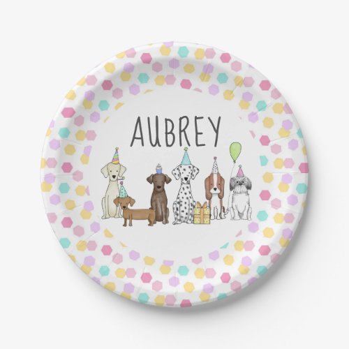 Dog Paw_ty Personalized Pastel Hexagon   Paper Plates