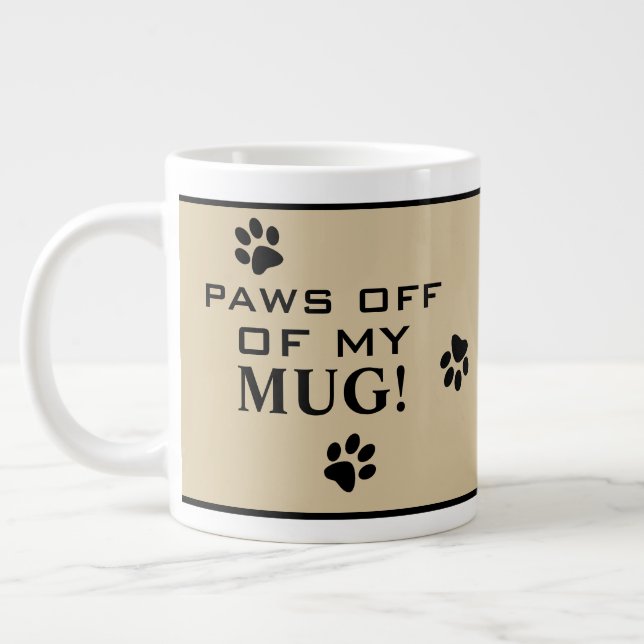 Dog Paw Typography Hot Beverage Custom Specialty Giant Coffee Mug (Left)