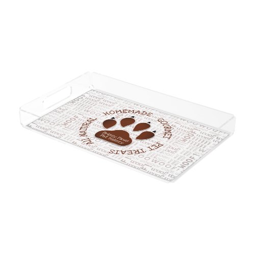 Dog Paw with Business Name in Brown Acrylic Tray