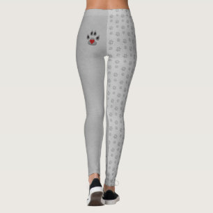 Dog Paw with Gray and Heart Paw Accent Leggings