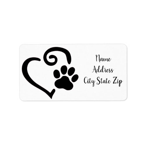 DOG PAW WITH HEART ADDRESS LABELS