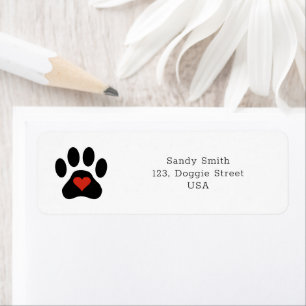 Dog Paw with heart Label