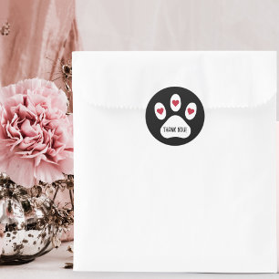 Dog Paw with Heart,Thank You, Minimalist Custom Classic Round Sticker