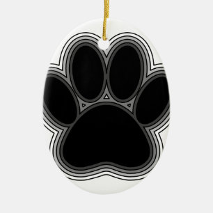 Dog Paw With Outlines Ceramic Ornament