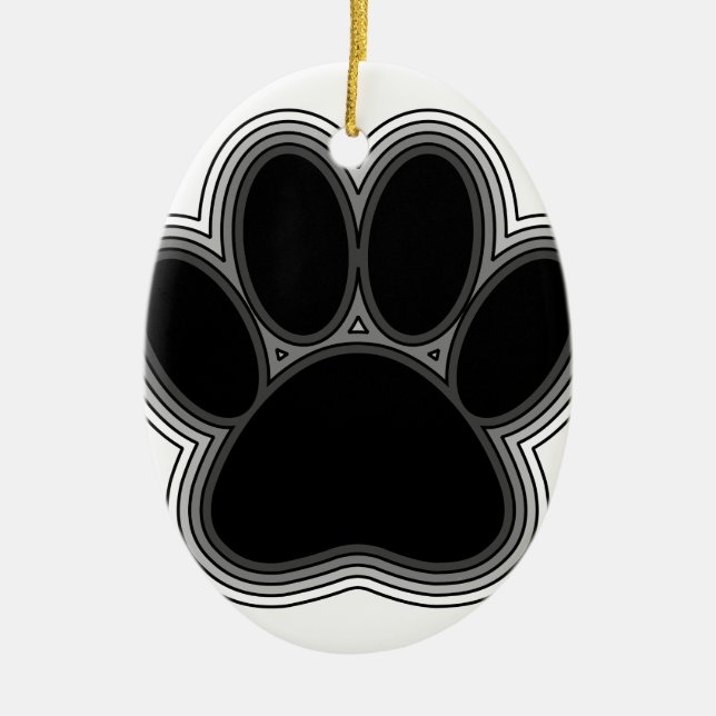 Dog Paw With Outlines Ceramic Ornament (Front)