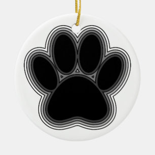 Dog Paw With Outlines Ceramic Ornament