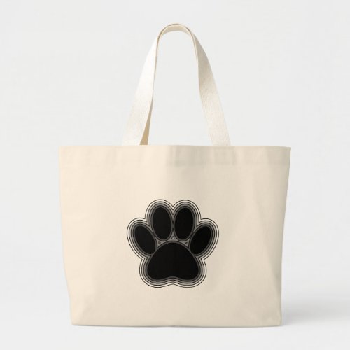 Dog Paw With Outlines Large Tote Bag
