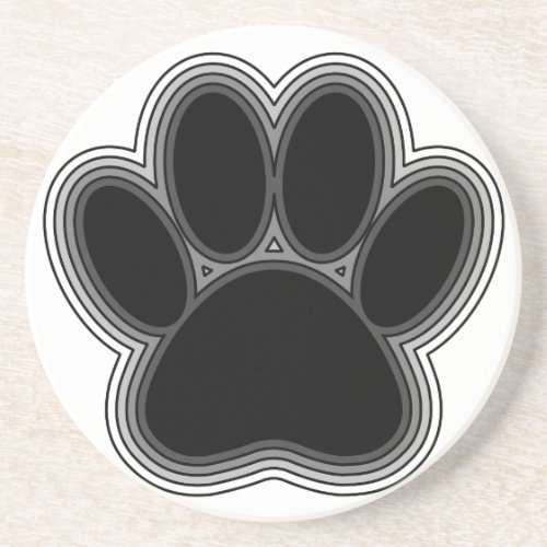 Dog Paw With Outlines Sandstone Coaster