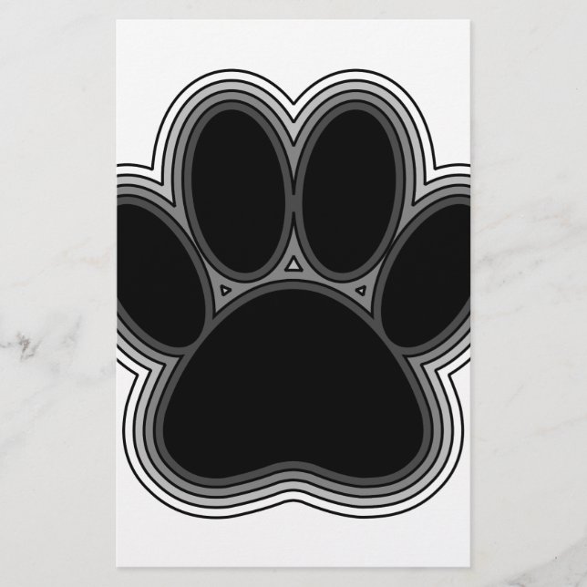 Dog Paw With Outlines Stationery (Front)