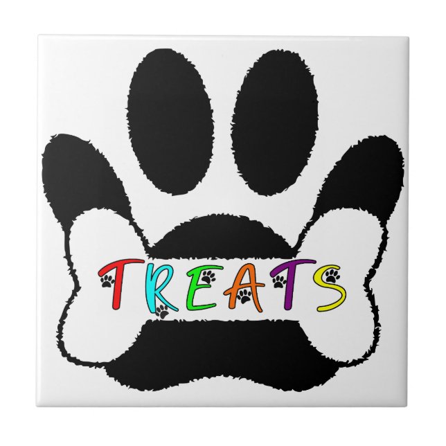 Dog Pawprint Bone Treats Custom Individual Ceramic Tile (Front)
