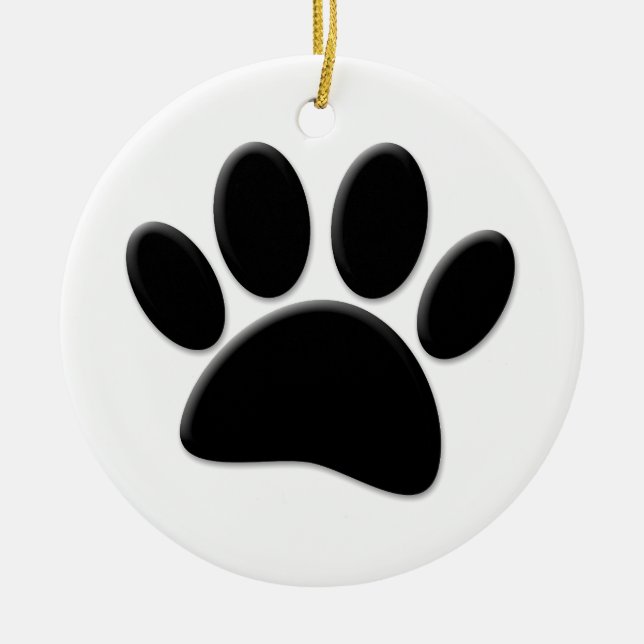 Dog Pawprint Ceramic Ornament (Front)