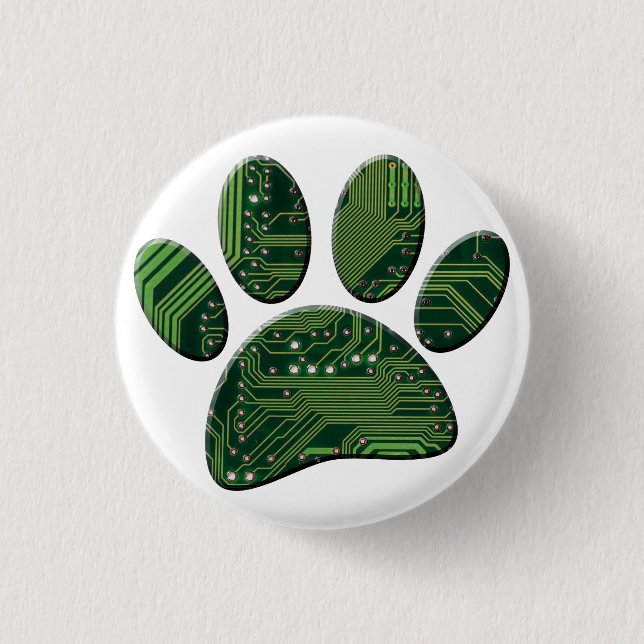 Dog Pawprint Circuit Board Button (Front)