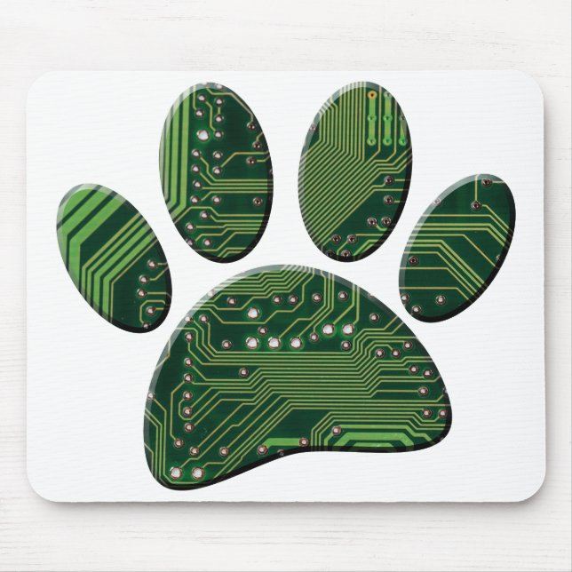Dog Pawprint Circuit Board Mouse Pad (Front)