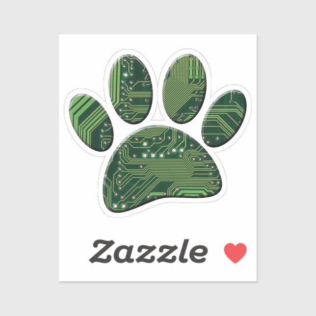 Dog Pawprint Circuit Board Sticker (Sheet)