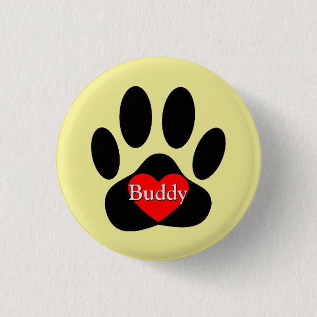 Dog Pawprint Custom Name Button (Front)