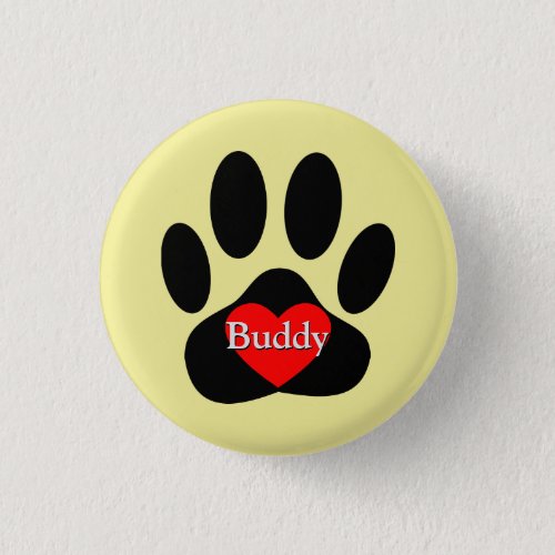 Dog Pawprint Custom Name Button