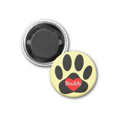 Dog Pawprint Custom Name Magnet