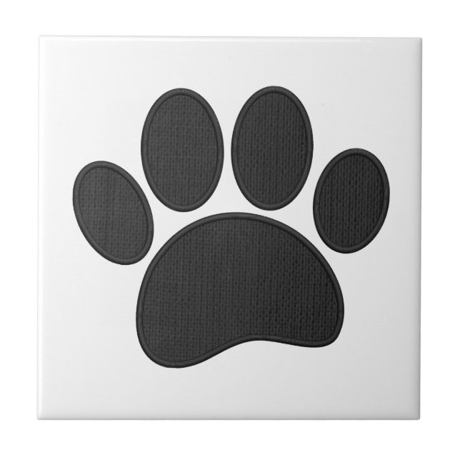 Dog Pawprint Faux Embroidery  Ceramic Tile (Front)