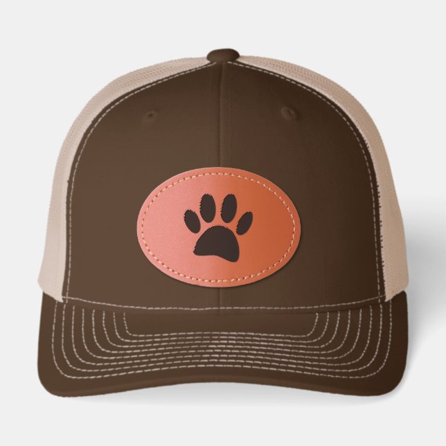 Dog Pawprint Leather Patch Hat (Front)