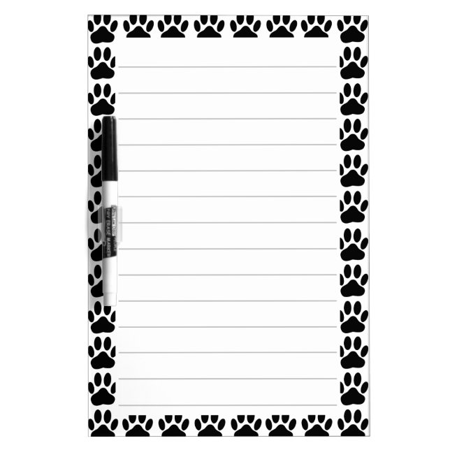 Dog Pawprint Lined Dry Erase Board (Front)