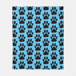 Dog Pawprint on Blue Fleece Blanket