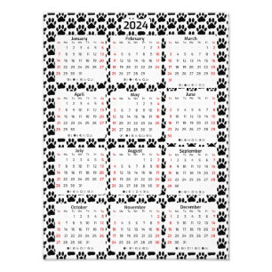 Dog Pawprint Pattern 2024 Calendar Photo Print