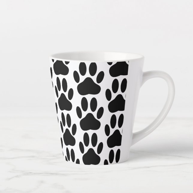 Dog Pawprint Pattern Latte Mug (Right)