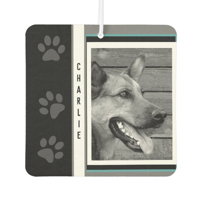 Dog PawPrint Photo & Name Air Freshener (Front)