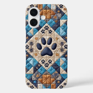 Dog Pawprint Quilt Design iPhone 16 Case