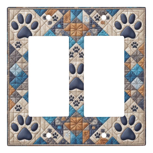 Dog Pawprint Quilt Design Light Switch Cover (Front)
