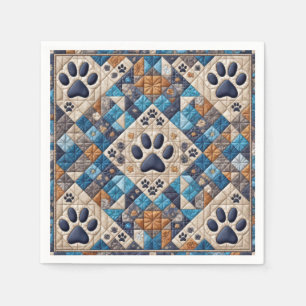 Dog Pawprint Quilt Design Napkins