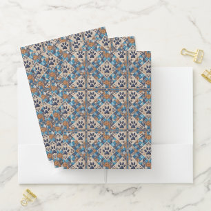 Dog Pawprint Quilt Design Pocket Folder