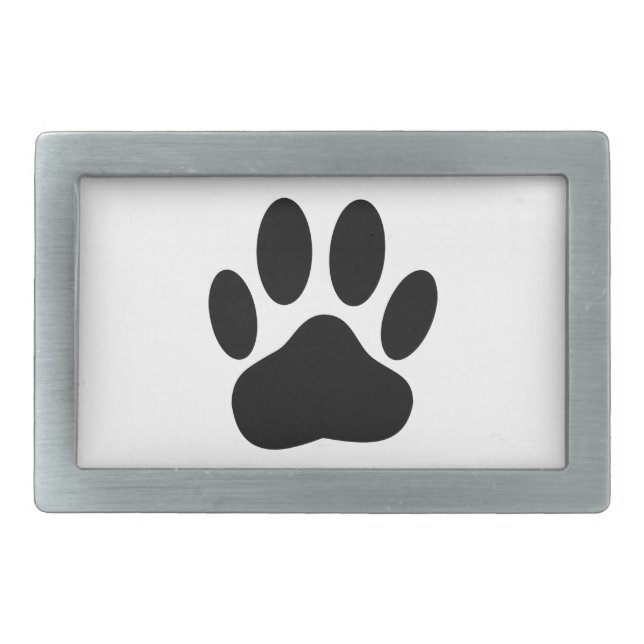 Dog Pawprint Rectangular Belt Buckle (Front)