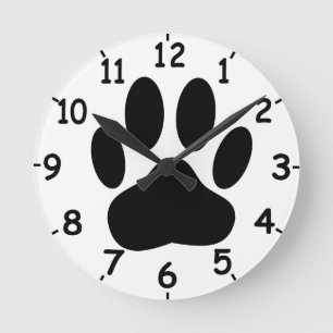 Dog Pawprint Round Clock