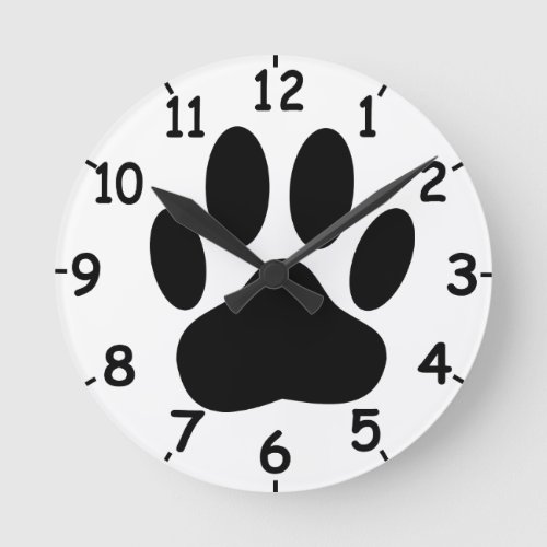 Dog Pawprint Round Clock