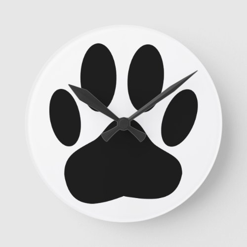 Dog Pawprint Round Clock