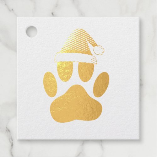 Dog Pawprint Santas Hat Foil Favor Tags