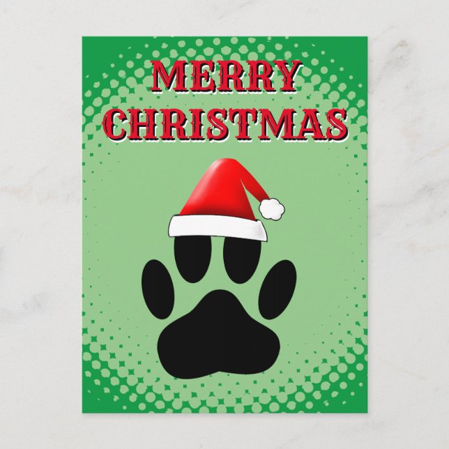 Dog Pawprint Santas Hat Postcard (Front)