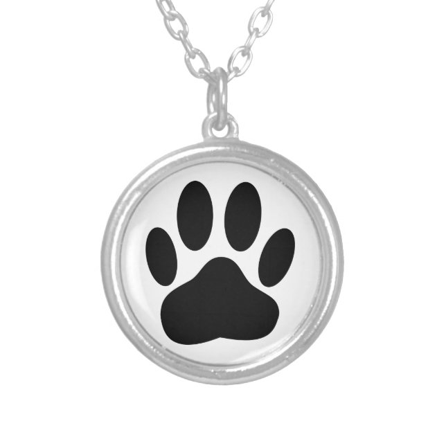 Dog Pawprint Silver Plated Necklace (Front)