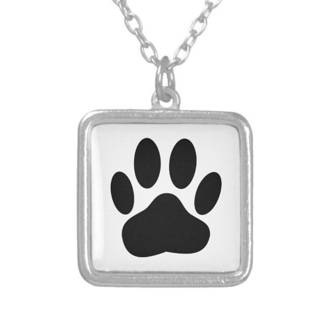 Dog Pawprint Silver Plated Necklace (Front)