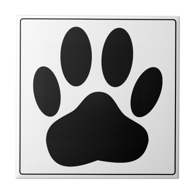 Dog Pawprint Square Ceramic Tile (Front)