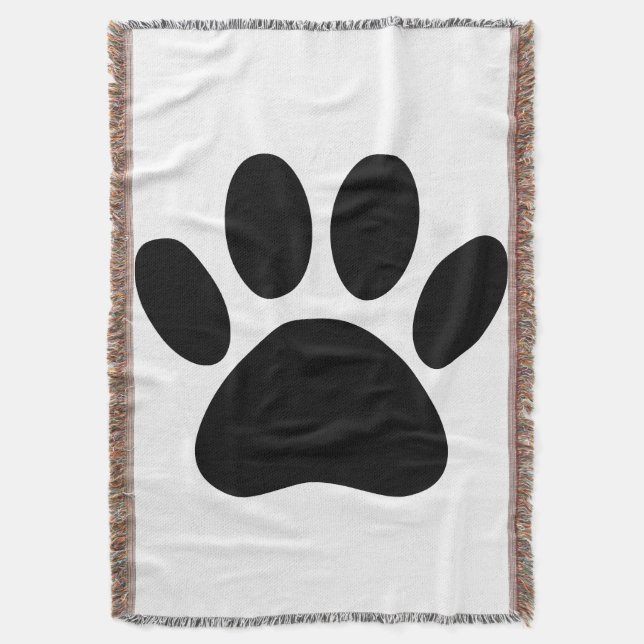 Dog Pawprint Throw Blanket (Front Vertical)