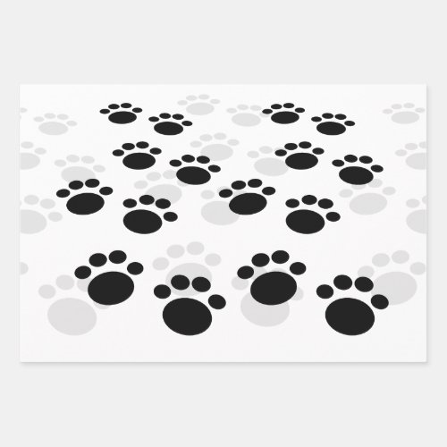 Dog Pawprint Trail Wrapping Paper Sheets