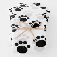 Blue Watercolor Paw Prints Birthday Wrapping Paper, Zazzle