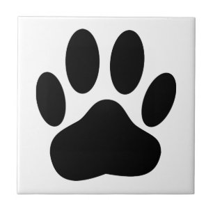 Dog Pawprint White Background Ceramic Tile