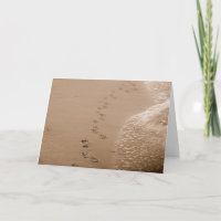 Dog Pawprints In The Sand Sympathy Card